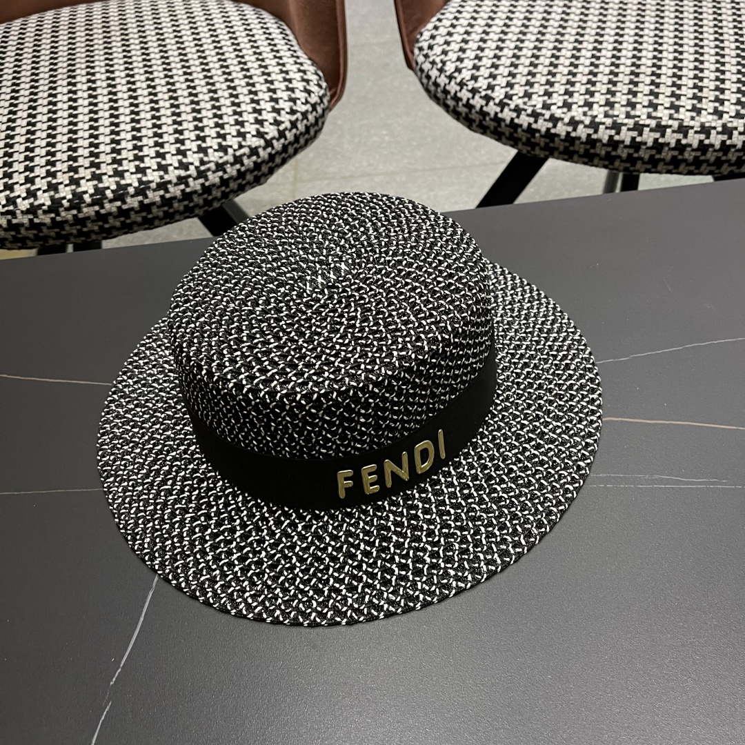  芬迪fendl 2025新款草帽休闲沙滩度假太阳草帽出街旅游必备