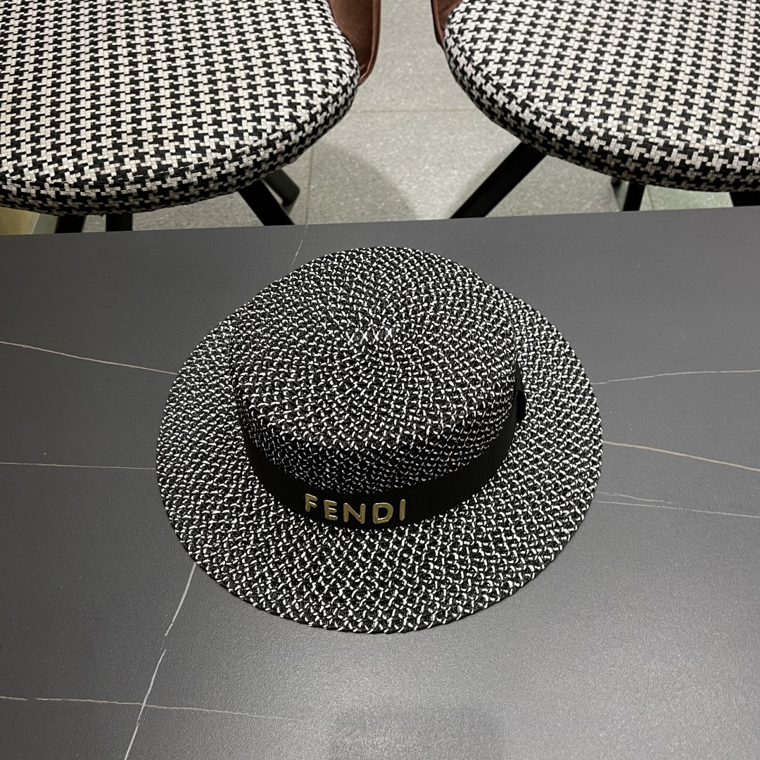  芬迪fendl 2025新款草帽休闲沙滩度假太阳草帽出街旅游必备