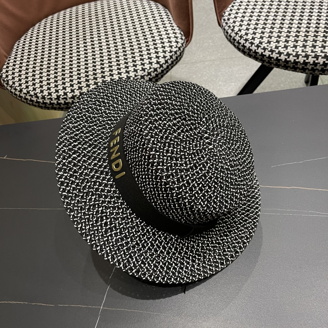  芬迪fendl 2025新款草帽休闲沙滩度假太阳草帽出街旅游必备