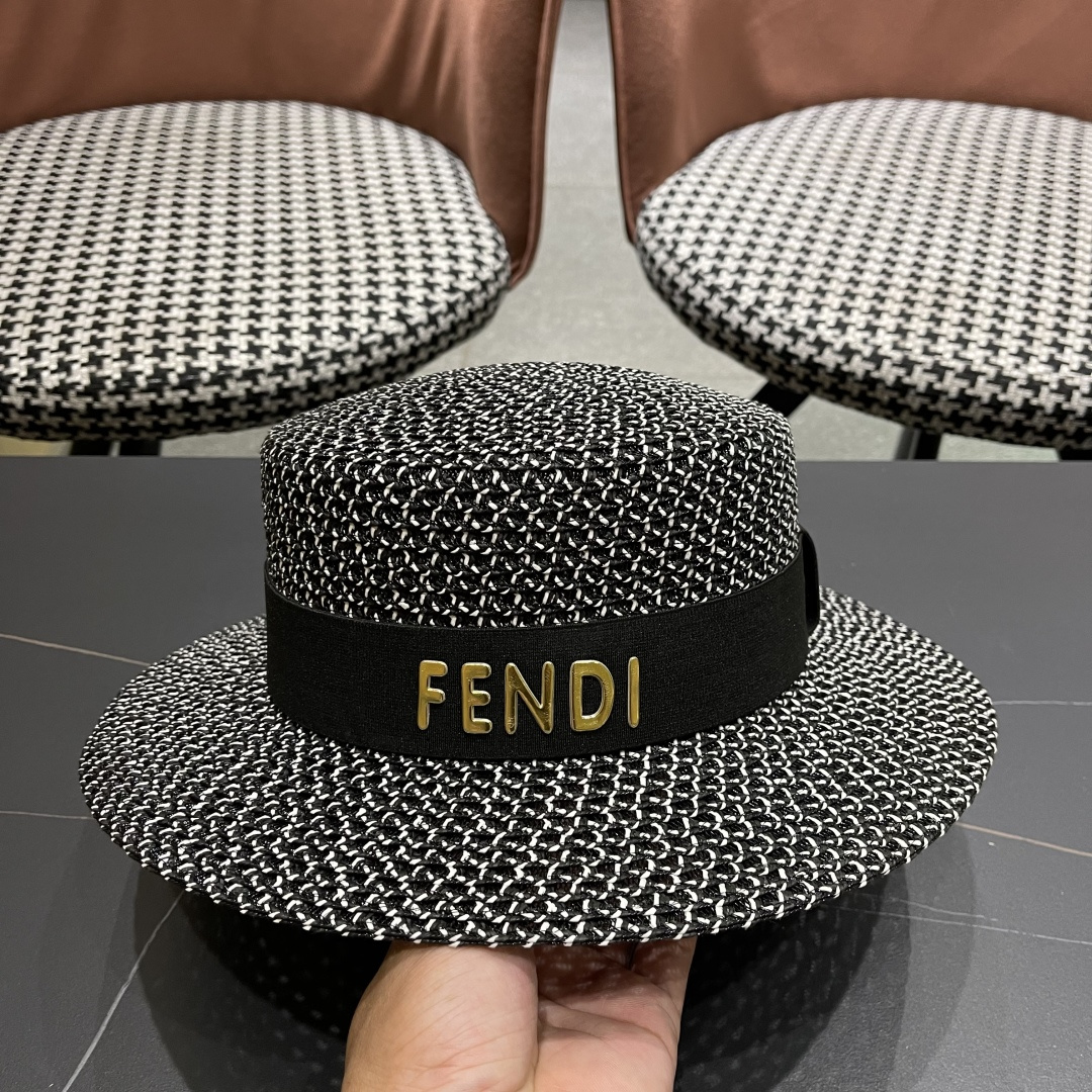  芬迪fendl 2025新款草帽休闲沙滩度假太阳草帽出街旅游必备