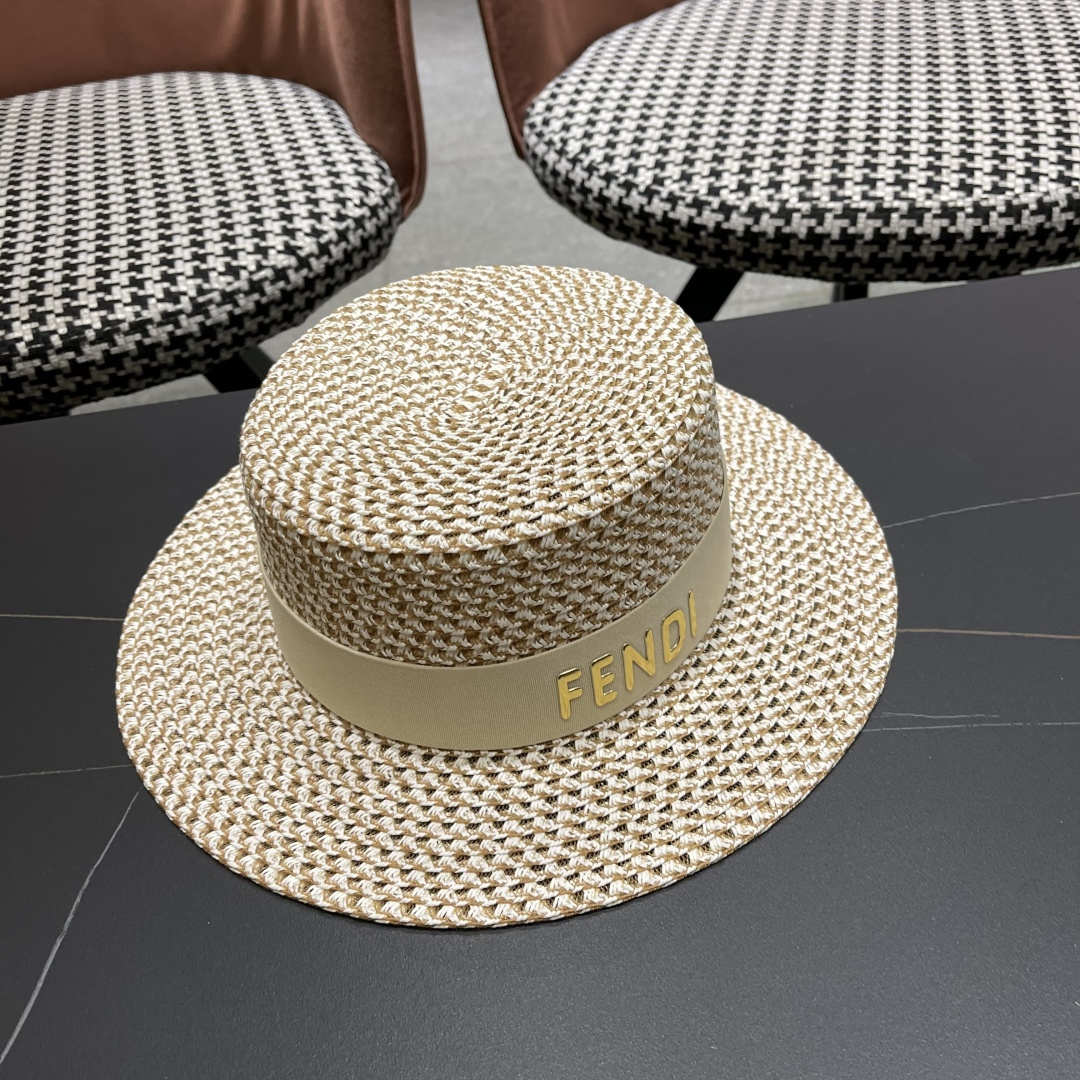  芬迪fendl 2025新款草帽休闲沙滩度假太阳草帽出街旅游必备