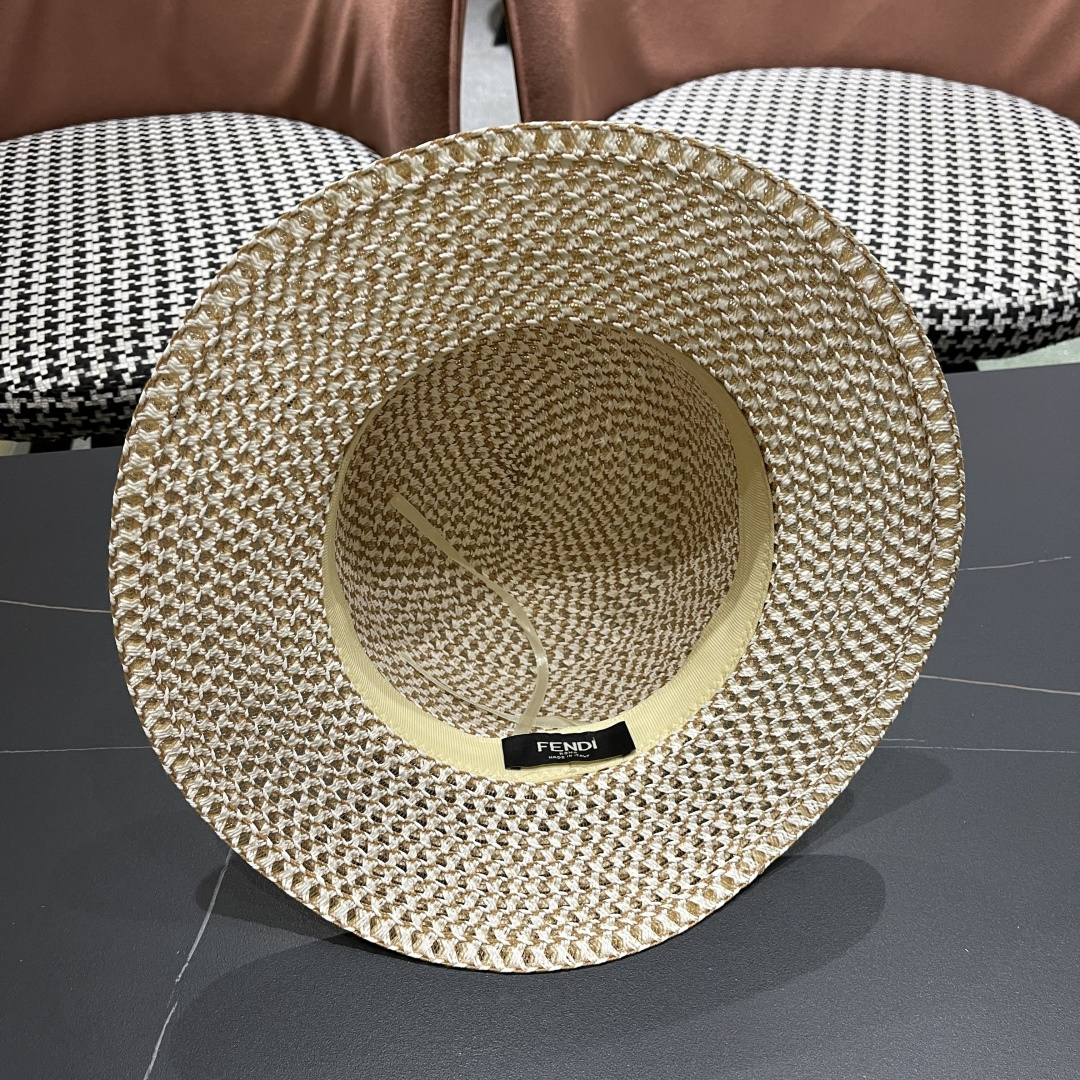  芬迪fendl 2025新款草帽休闲沙滩度假太阳草帽出街旅游必备