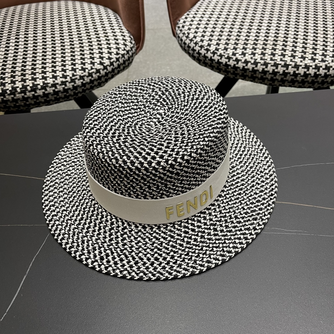 芬迪fendl 2025新款草帽休闲沙滩度假太阳草帽出街旅游必备