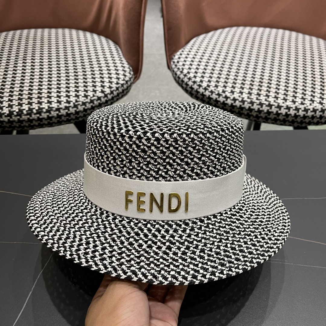  芬迪fendl 2025新款草帽休闲沙滩度假太阳草帽出街旅游必备