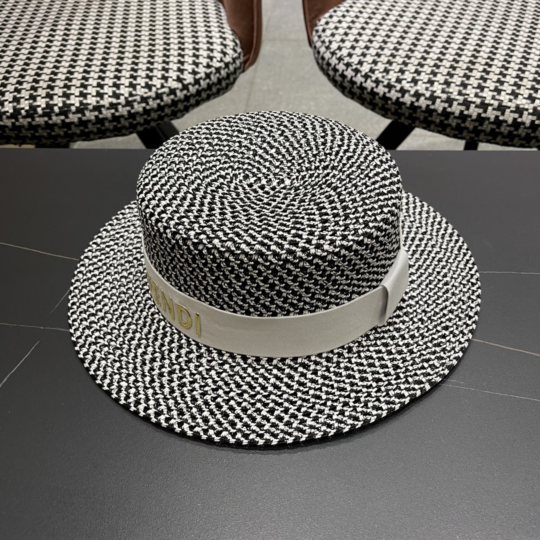  芬迪fendl 2025新款草帽休闲沙滩度假太阳草帽出街旅游必备