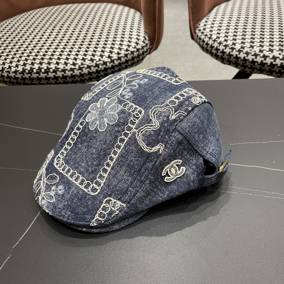  香奈儿2025新款韩版牛仔前进帽贝雷帽女春秋时尚百搭薄款
画家帽八角蓓蕾帽子