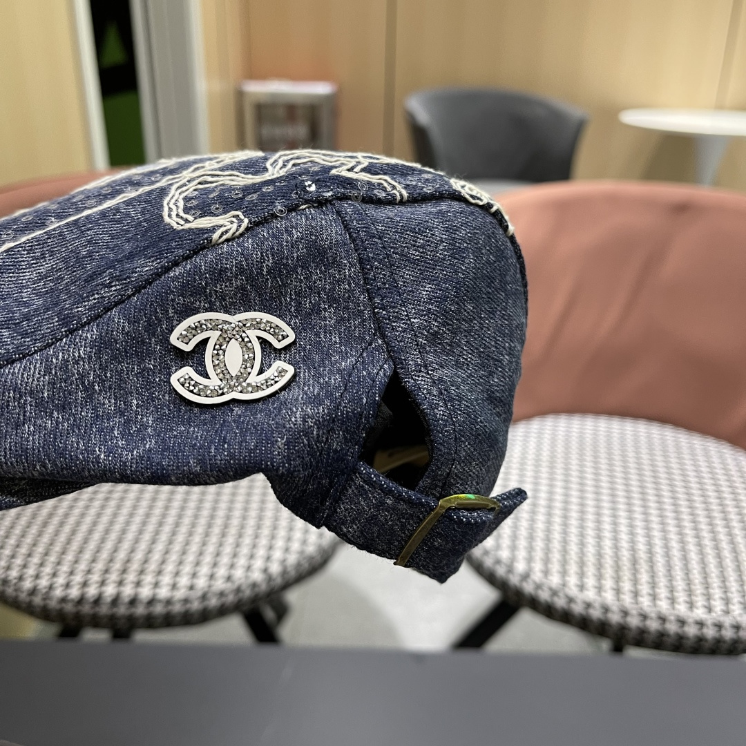  香奈儿2025新款韩版牛仔前进帽贝雷帽女春秋时尚百搭薄款
画家帽八角蓓蕾帽子