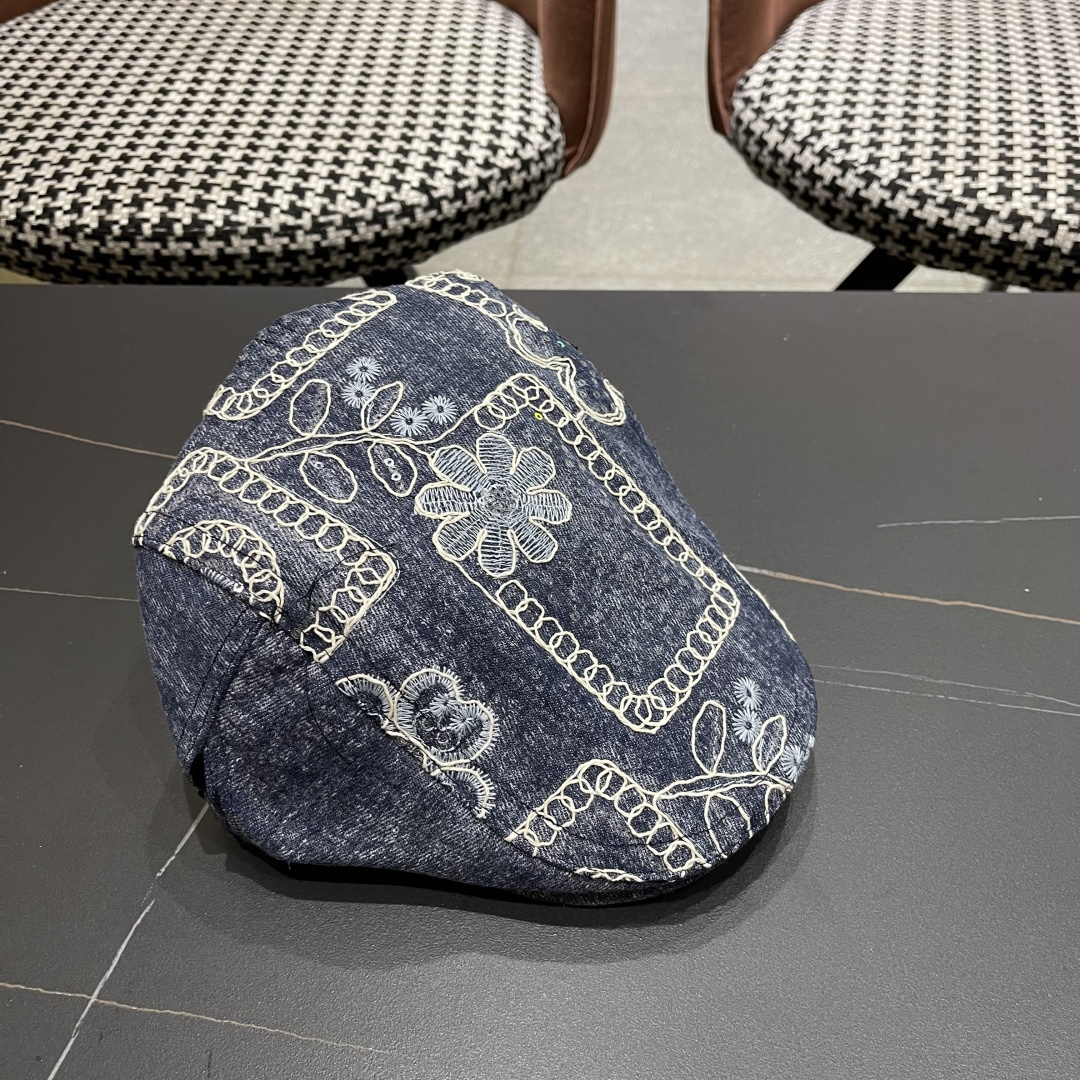  香奈儿2025新款韩版牛仔前进帽贝雷帽女春秋时尚百搭薄款
画家帽八角蓓蕾帽子