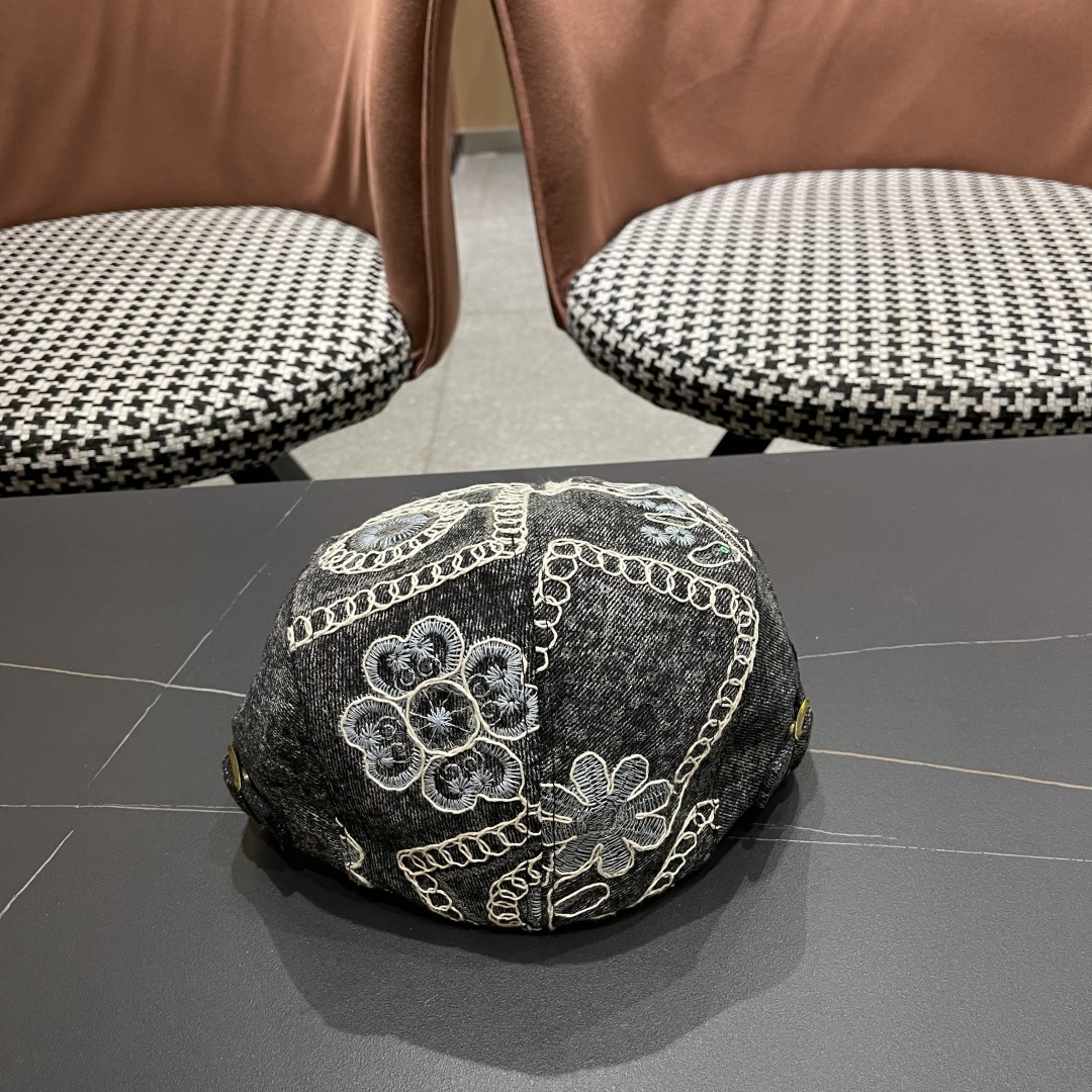  香奈儿2025新款韩版牛仔前进帽贝雷帽女春秋时尚百搭薄款
画家帽八角蓓蕾帽子