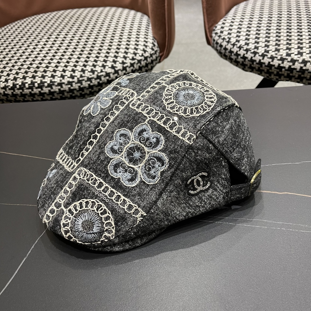  香奈儿2025新款韩版牛仔前进帽贝雷帽女春秋时尚百搭薄款
画家帽八角蓓蕾帽子