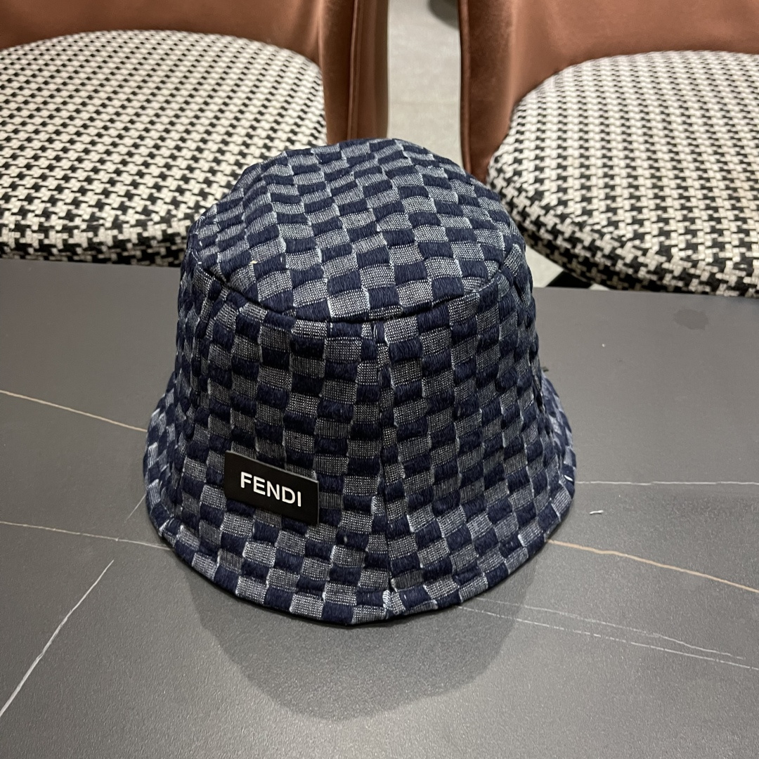  芬迪 韩版时尚百搭纯色水桶帽女款格子简约显脸小渔
夫帽春秋气质盆帽子