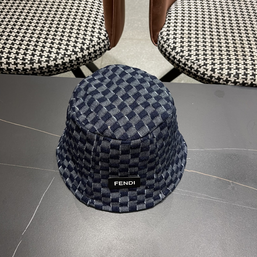  芬迪 韩版时尚百搭纯色水桶帽女款格子简约显脸小渔
夫帽春秋气质盆帽子