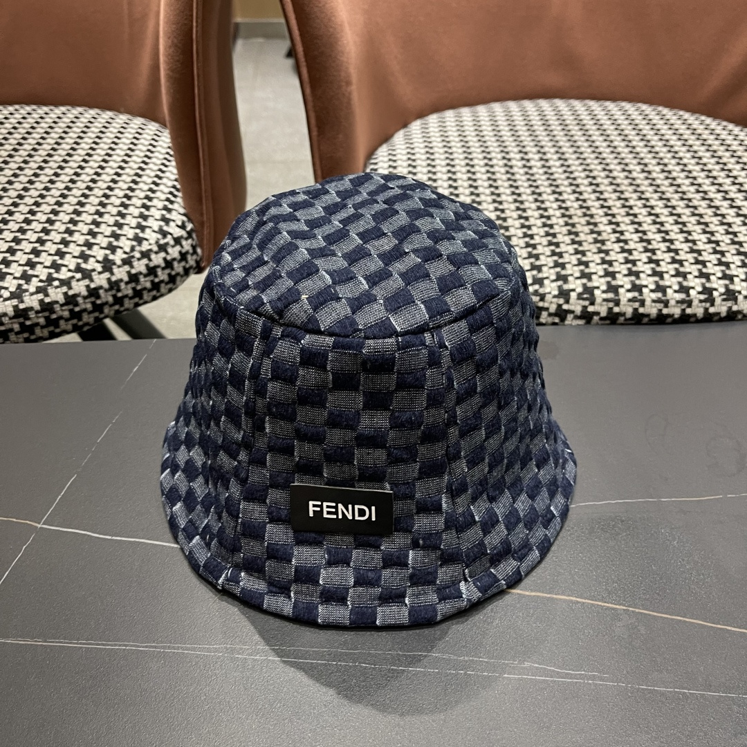  芬迪 韩版时尚百搭纯色水桶帽女款格子简约显脸小渔
夫帽春秋气质盆帽子
