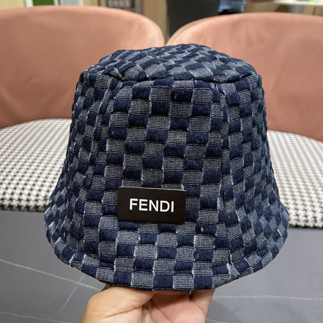  芬迪 韩版时尚百搭纯色水桶帽女款格子简约显脸小渔
夫帽春秋气质盆帽子