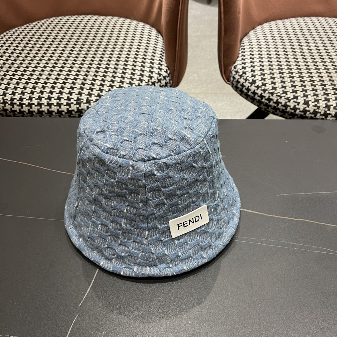  芬迪 韩版时尚百搭纯色水桶帽女款格子简约显脸小渔
夫帽春秋气质盆帽子