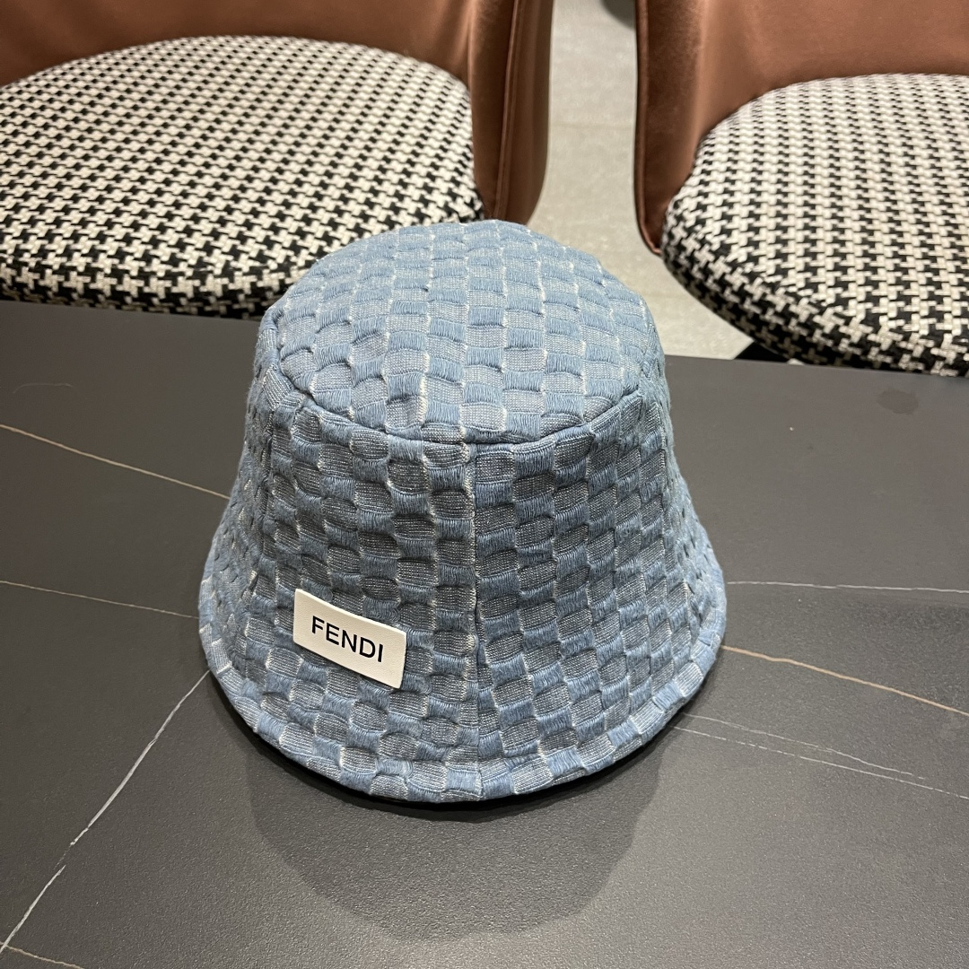  芬迪 韩版时尚百搭纯色水桶帽女款格子简约显脸小渔
夫帽春秋气质盆帽子