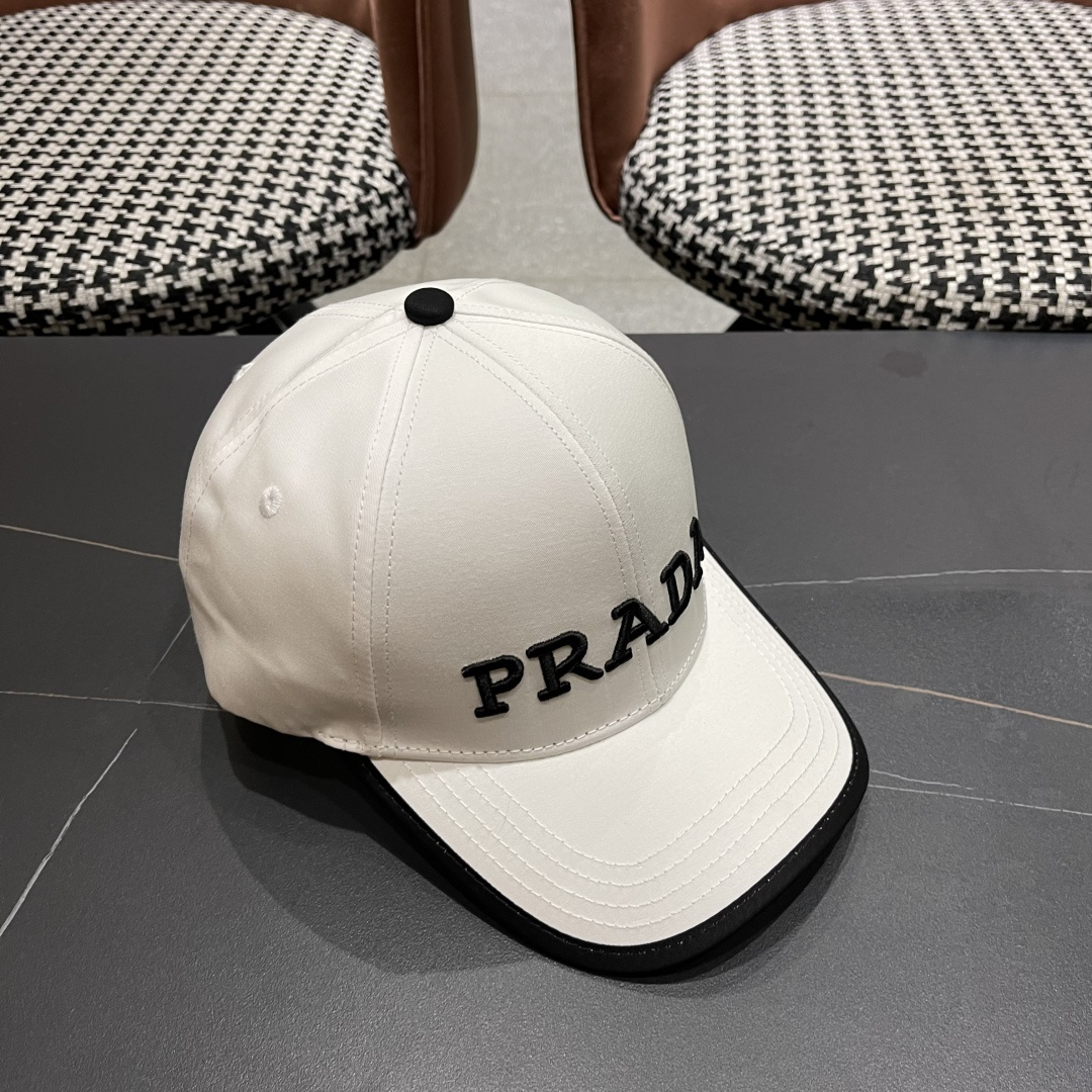  Prada(普拉达)新款原单棒球帽， 刺绣logo，专柜11开模订制，原版纯棉布料轻盈透气！质量超赞，