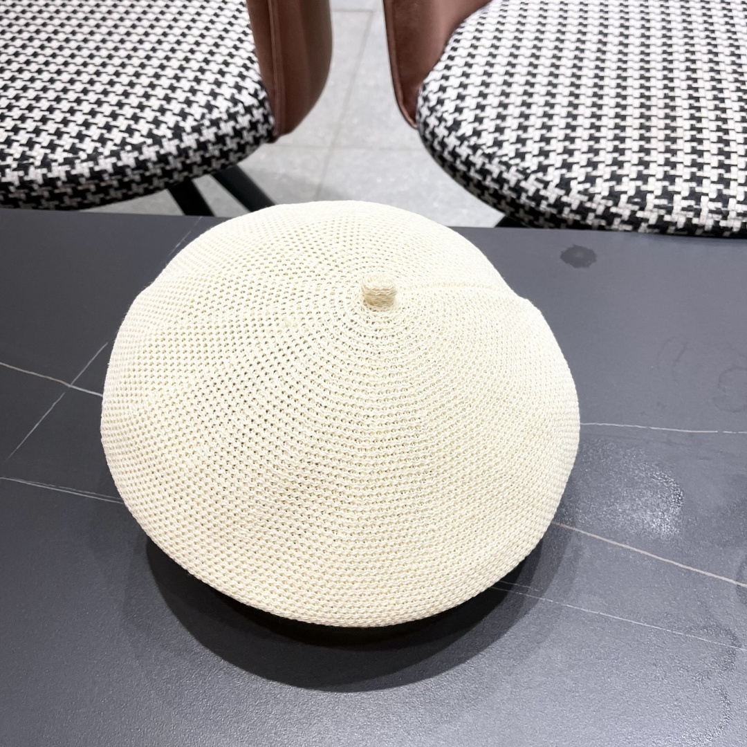  赛琳 2025 春夏薄款针织贝雷帽女韩版定型斜边边画家帽气质时尚百搭