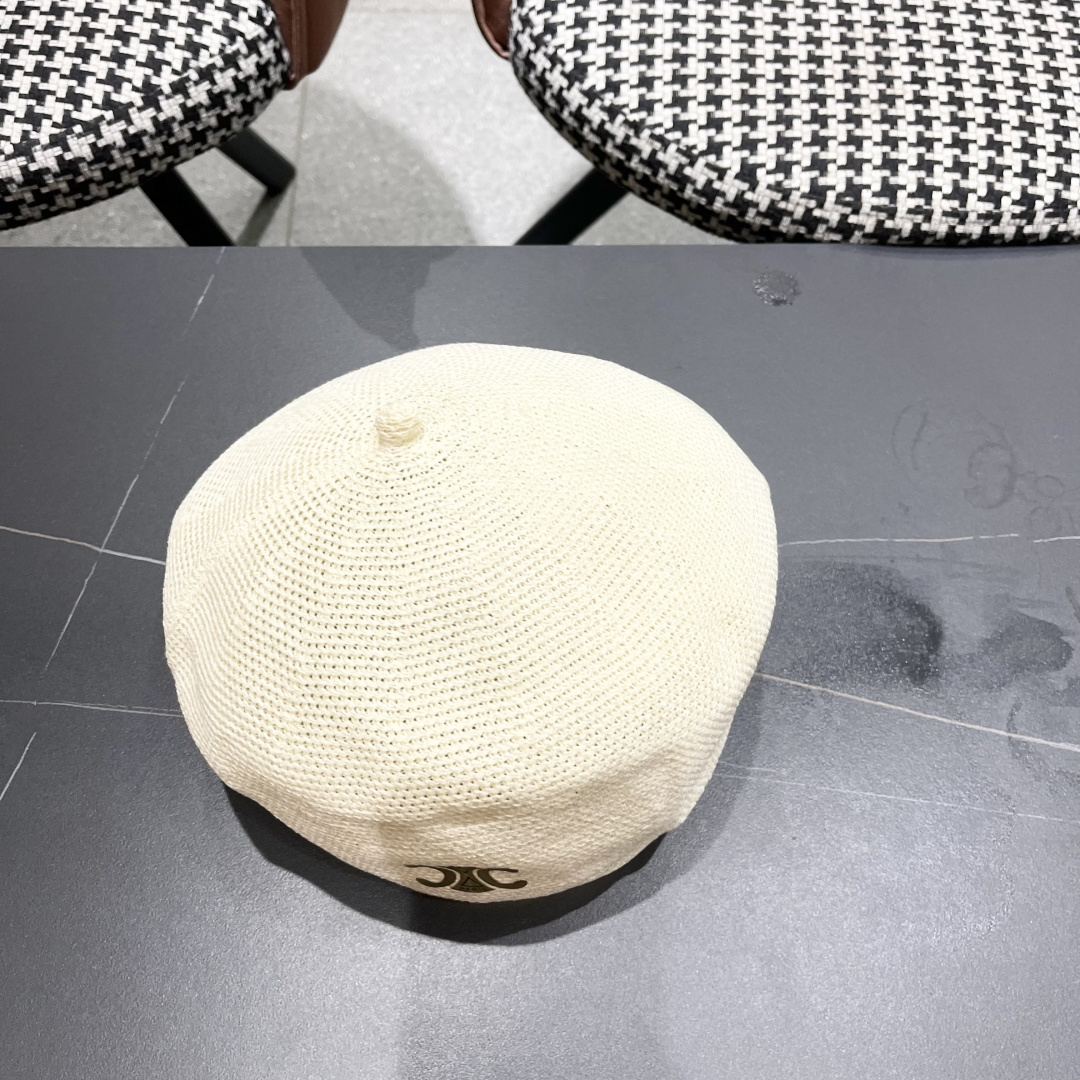  赛琳 2025 春夏薄款针织贝雷帽女韩版定型斜边边画家帽气质时尚百搭