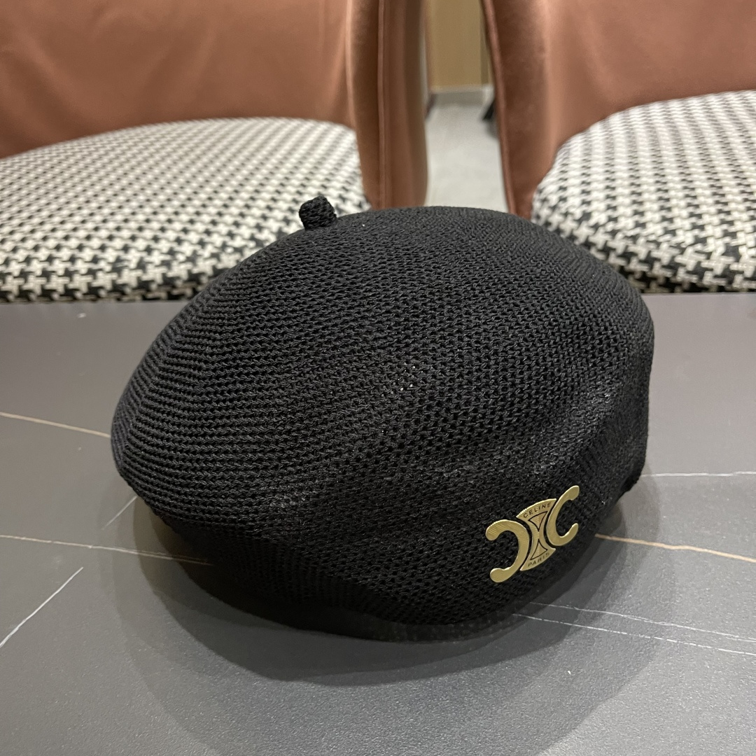  赛琳 2025 春夏薄款针织贝雷帽女韩版定型斜边边画家帽气质时尚百搭