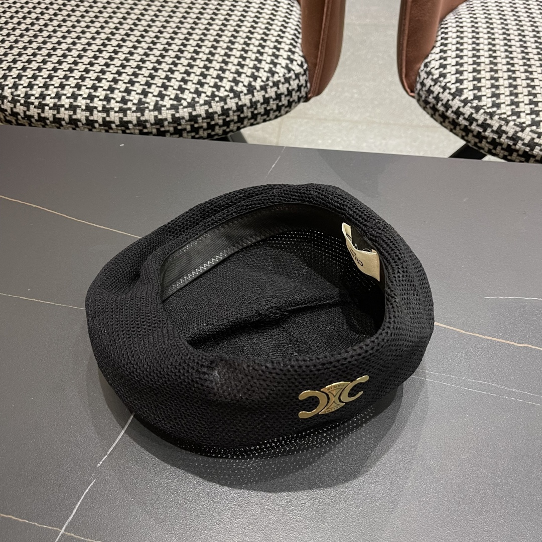  赛琳 2025 春夏薄款针织贝雷帽女韩版定型斜边边画家帽气质时尚百搭