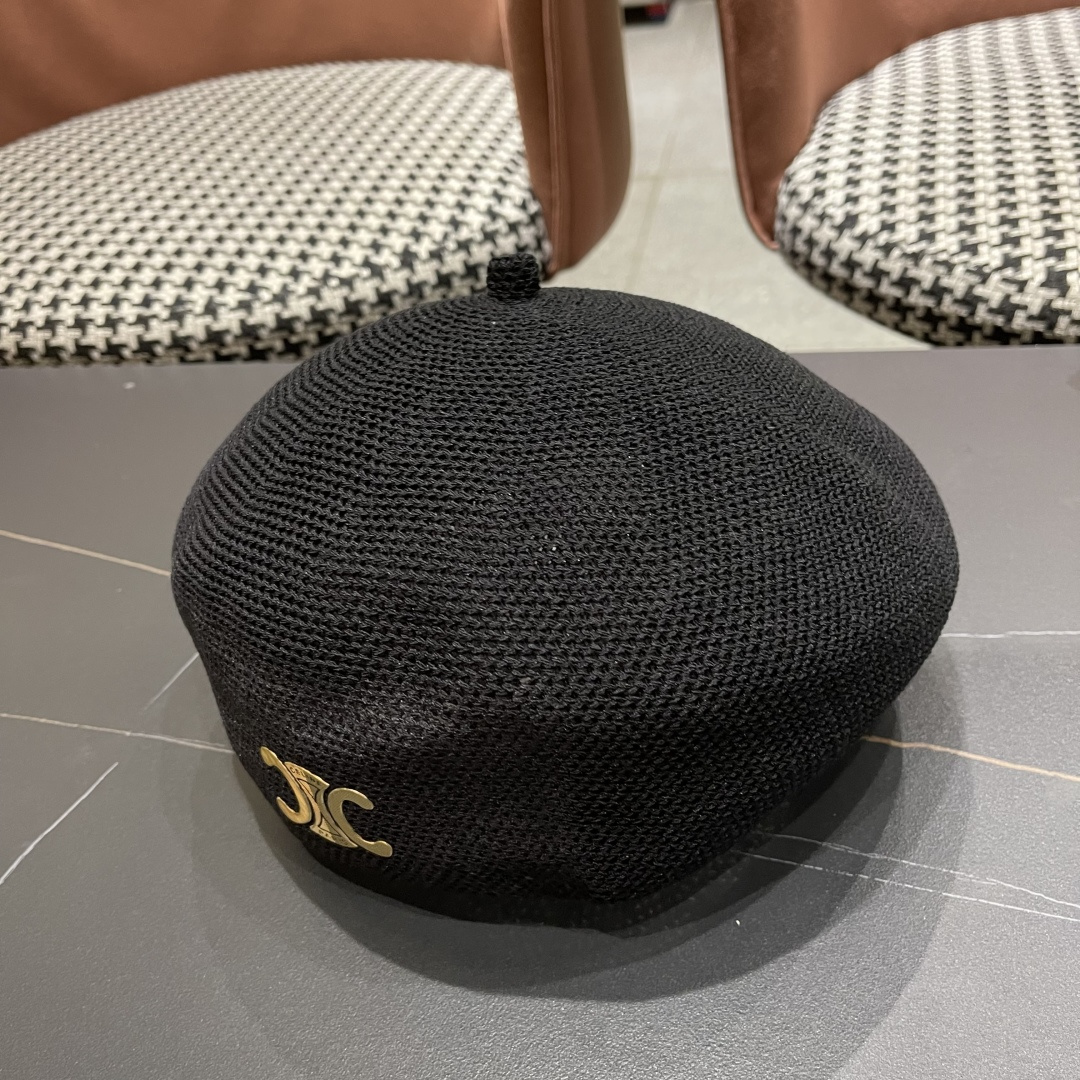  赛琳 2025 春夏薄款针织贝雷帽女韩版定型斜边边画家帽气质时尚百搭