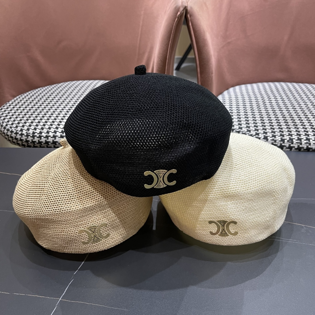  赛琳 2025 春夏薄款针织贝雷帽女韩版定型斜边边画家帽气质时尚百搭