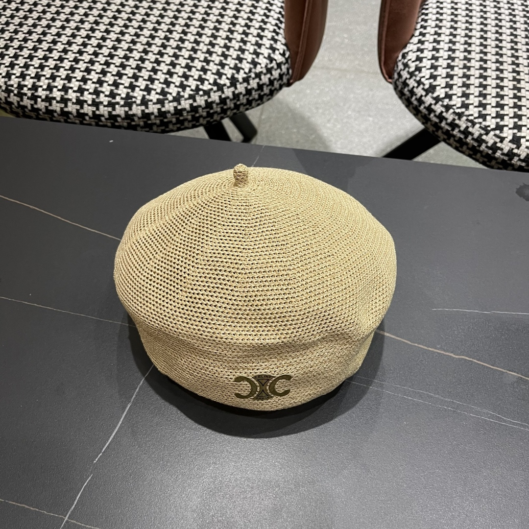  赛琳 2025 春夏薄款针织贝雷帽女韩版定型斜边边画家帽气质时尚百搭