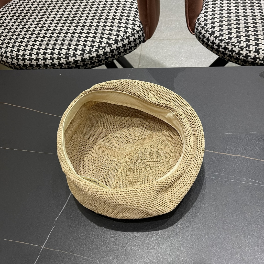  赛琳 2025 春夏薄款针织贝雷帽女韩版定型斜边边画家帽气质时尚百搭