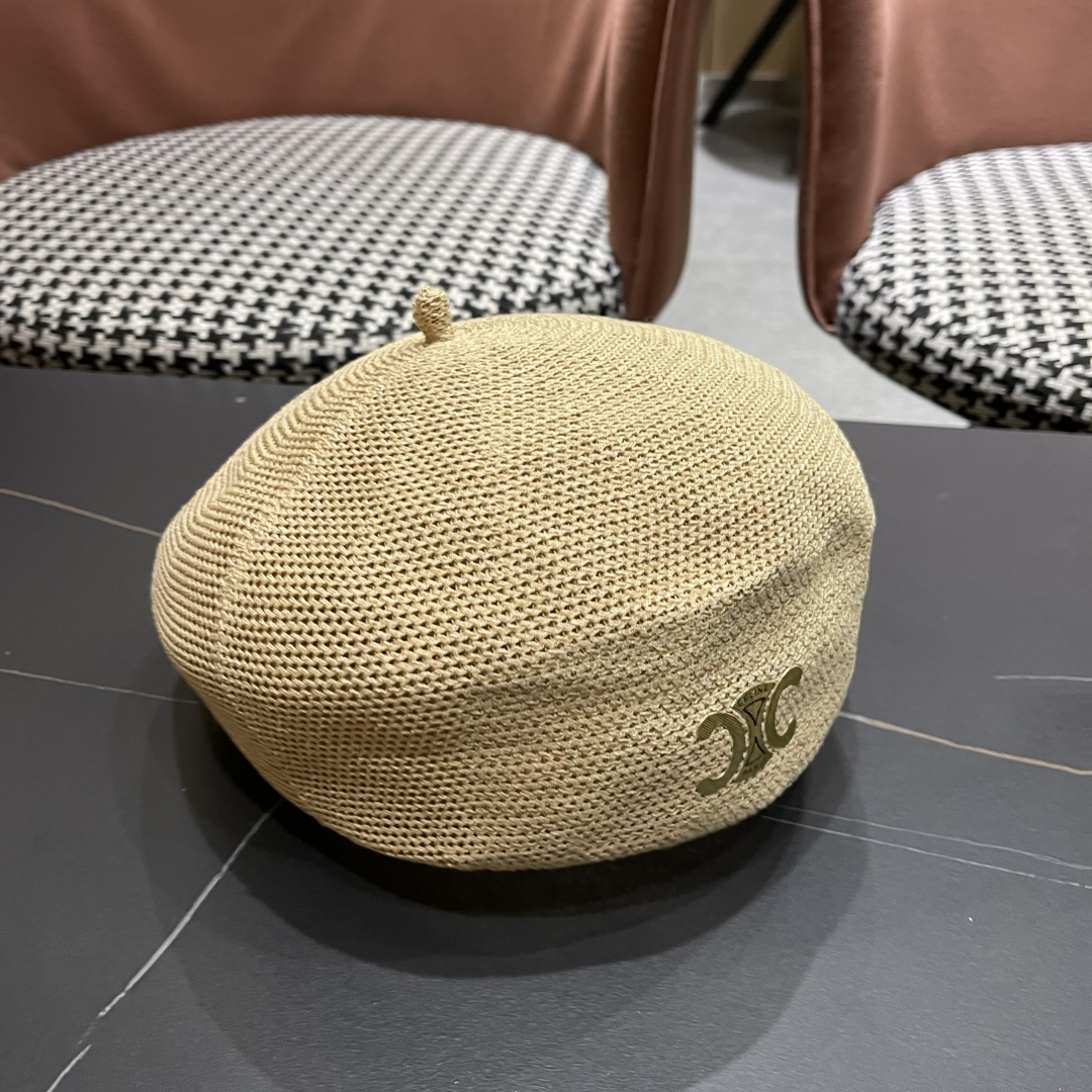  赛琳 2025 春夏薄款针织贝雷帽女韩版定型斜边边画家帽气质时尚百搭