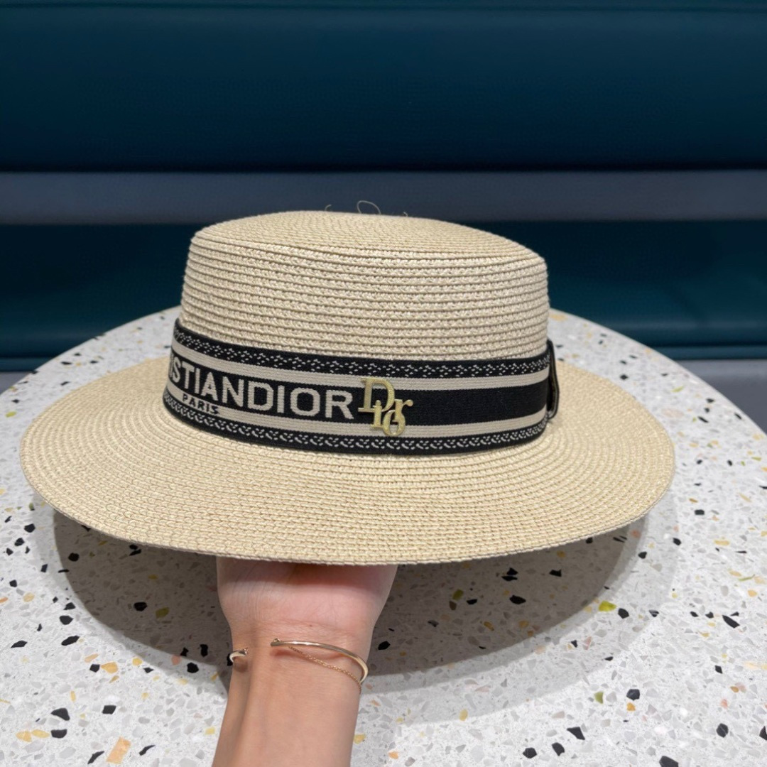【DIOR迪奥】2025爆款织带草编草帽礼帽🤩细节控，简约大方，百搭单品～出街首选，新款帽型超美腻