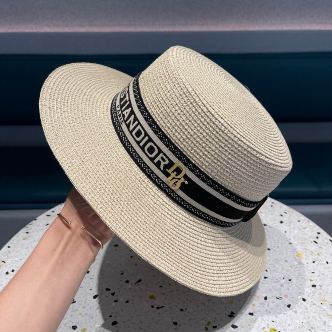 【DIOR迪奥】2025爆款织带草编草帽礼帽🤩细节控，简约大方，百搭单品～出街首选，新款帽型超美腻