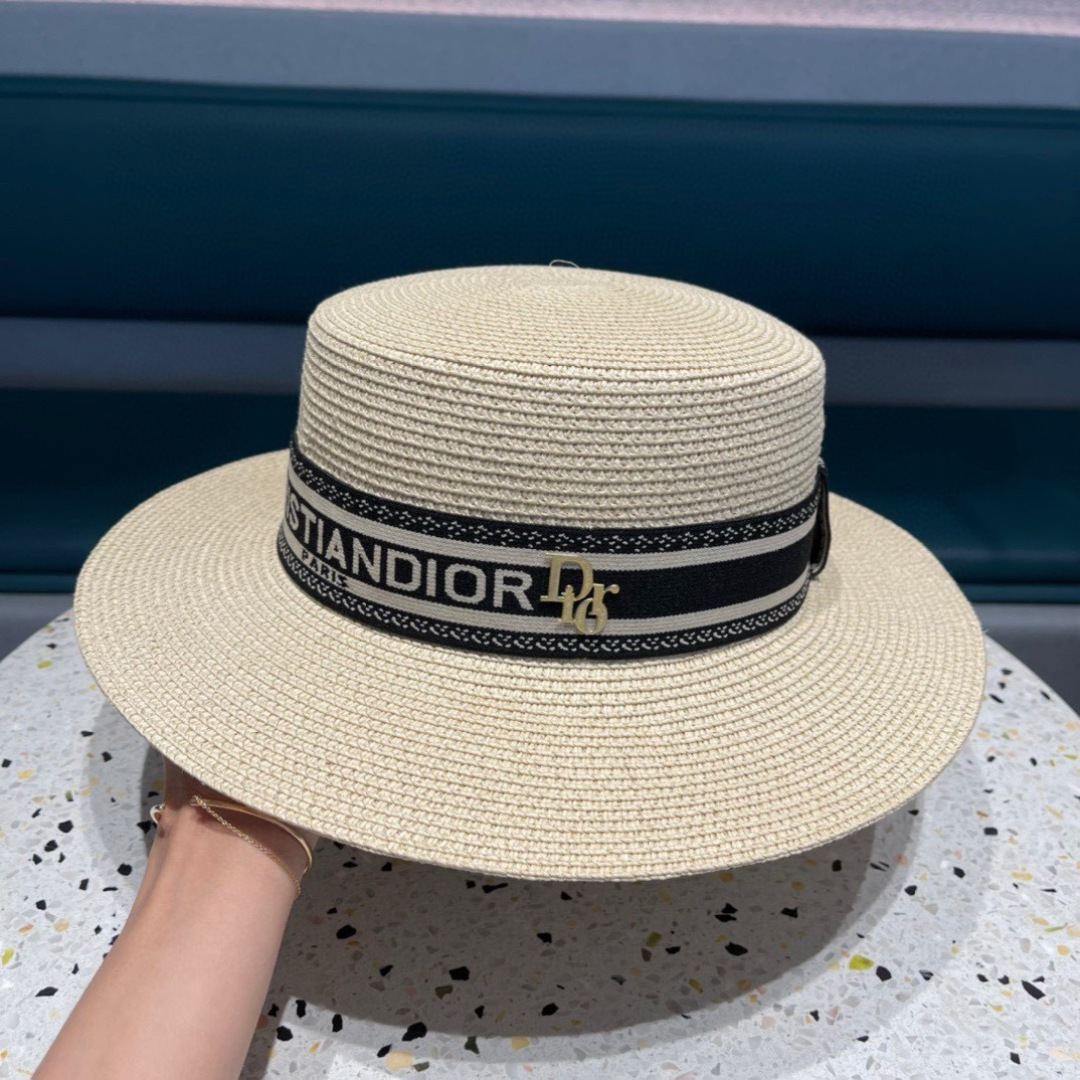 【DIOR迪奥】2025爆款织带草编草帽礼帽🤩细节控，简约大方，百搭单品～出街首选，新款帽型超美腻