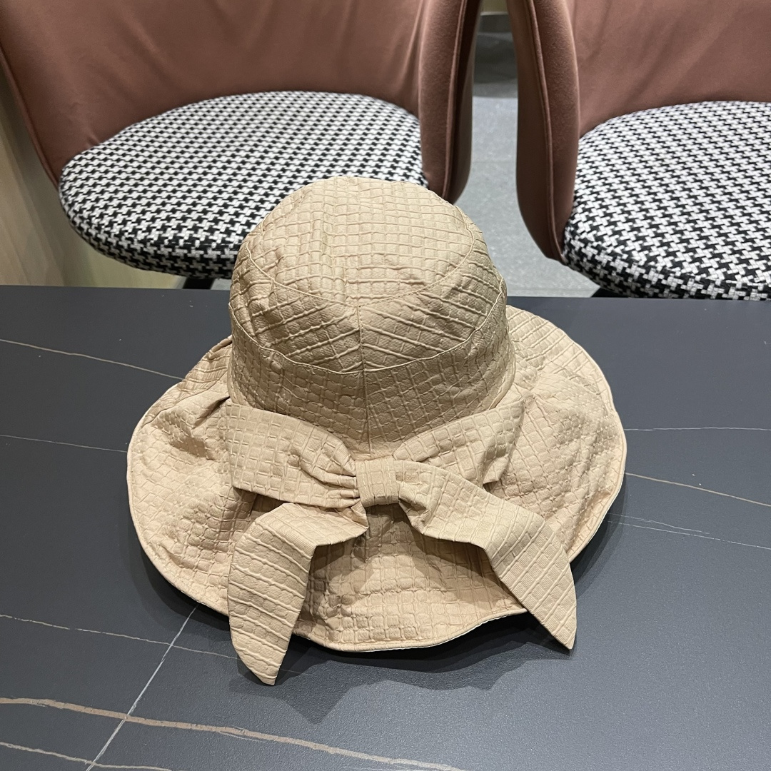  Gucci古2025新款女士简约有型盆帽撞色边系带蝴蝶结春夏薄款百搭01