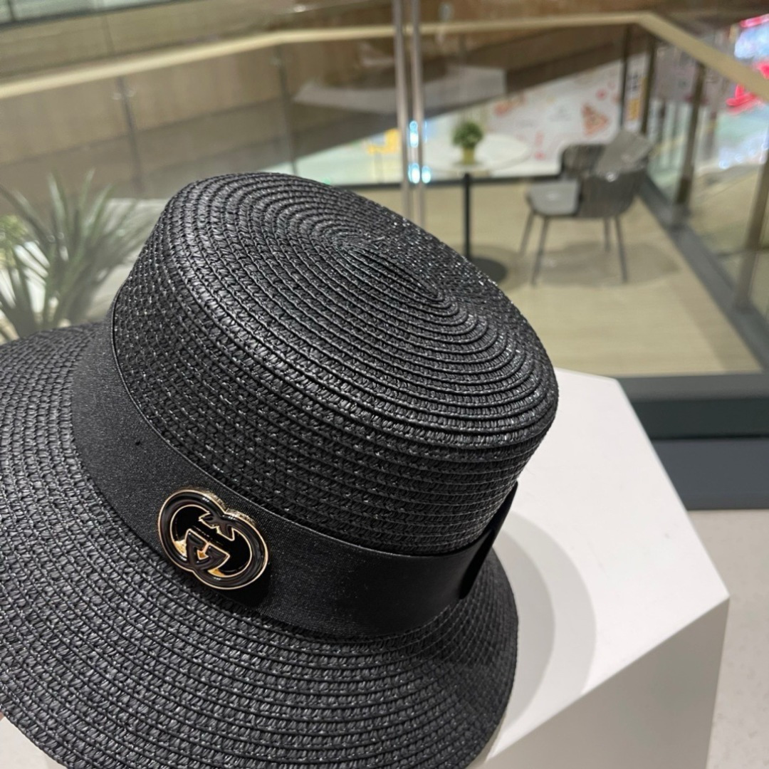  Gucci古奇草帽，纯手工钩织，重工设计风格，沙滩帽，大草帽，头围57cm