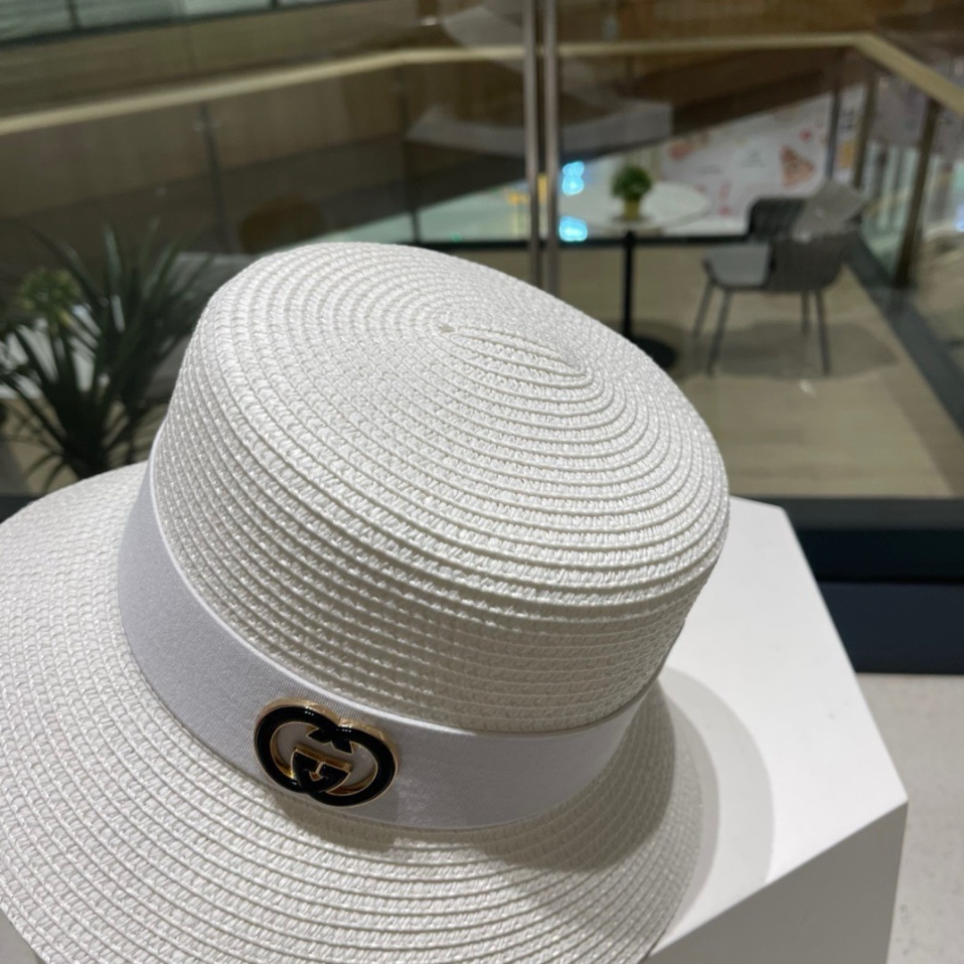  Gucci古奇草帽，纯手工钩织，重工设计风格，沙滩帽，大草帽，头围57cm