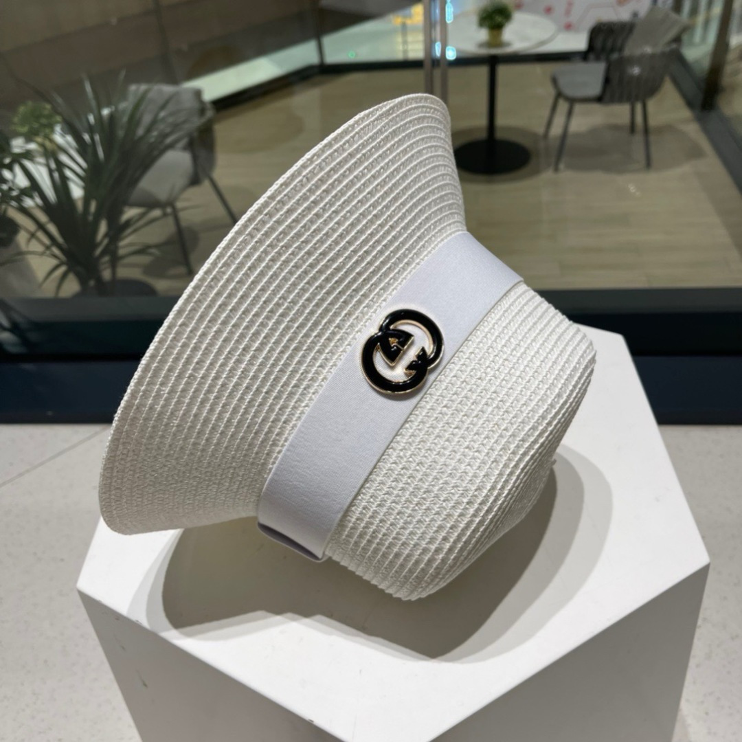  Gucci古奇草帽，纯手工钩织，重工设计风格，沙滩帽，大草帽，头围57cm