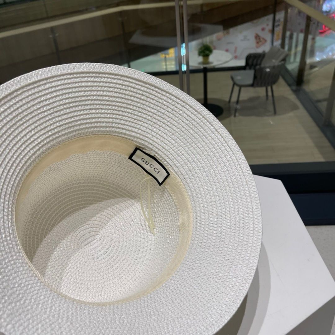  Gucci古奇草帽，纯手工钩织，重工设计风格，沙滩帽，大草帽，头围57cm