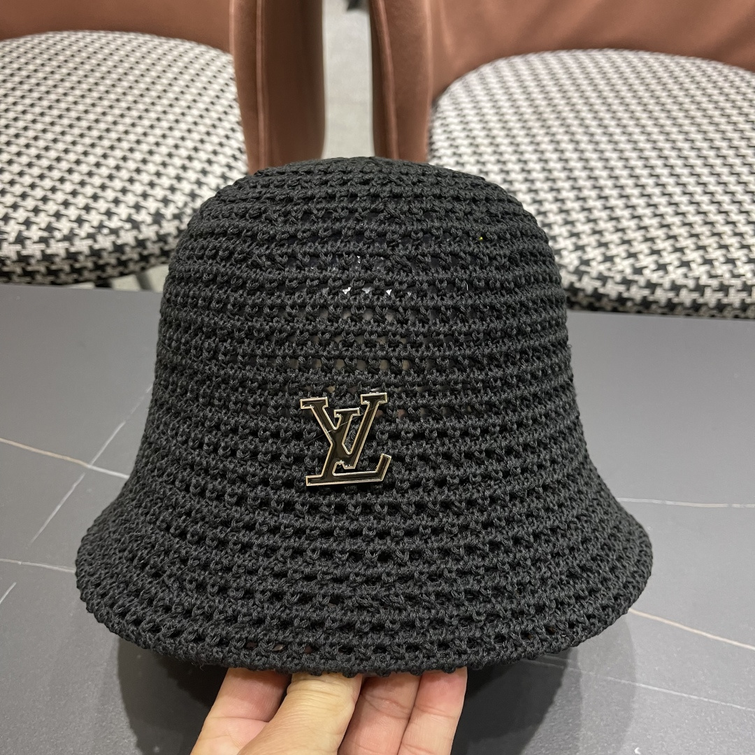  路易威登Lv款帽子女渔夫帽春夏季镂空太阳帽防晒遮阳水水桶帽日系旵脸小盆帽