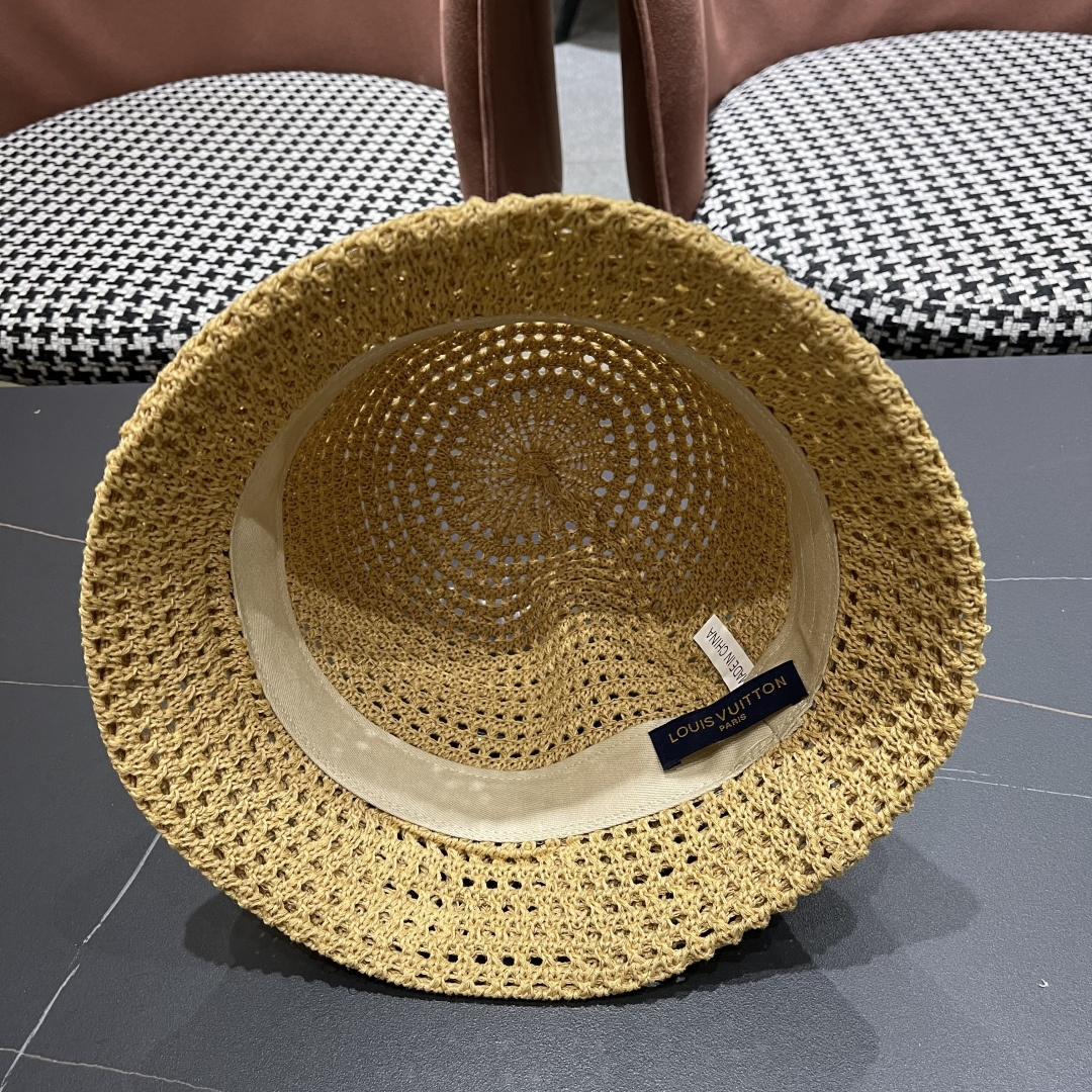  路易威登Lv款帽子女渔夫帽春夏季镂空太阳帽防晒遮阳水水桶帽日系旵脸小盆帽