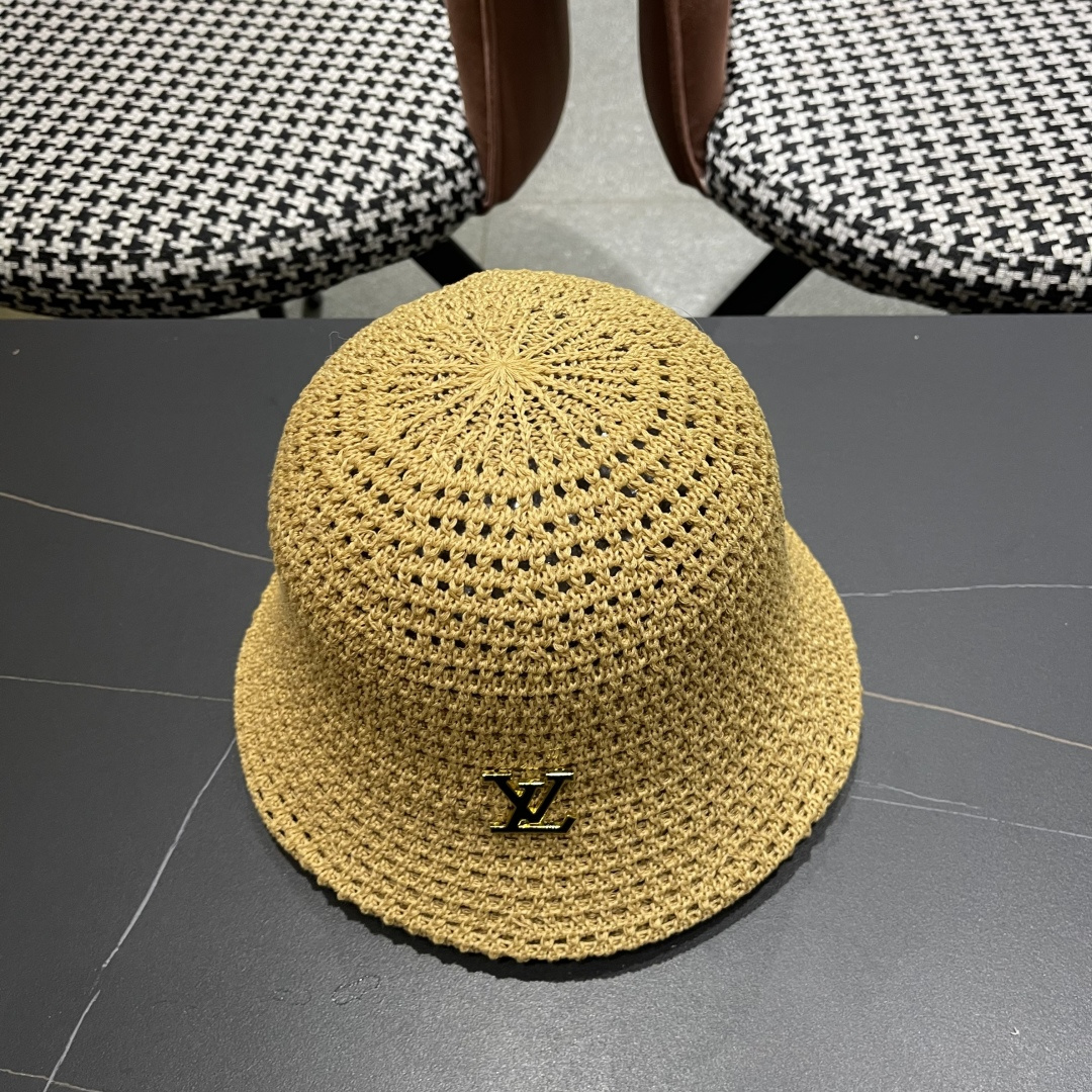  路易威登Lv款帽子女渔夫帽春夏季镂空太阳帽防晒遮阳水水桶帽日系旵脸小盆帽