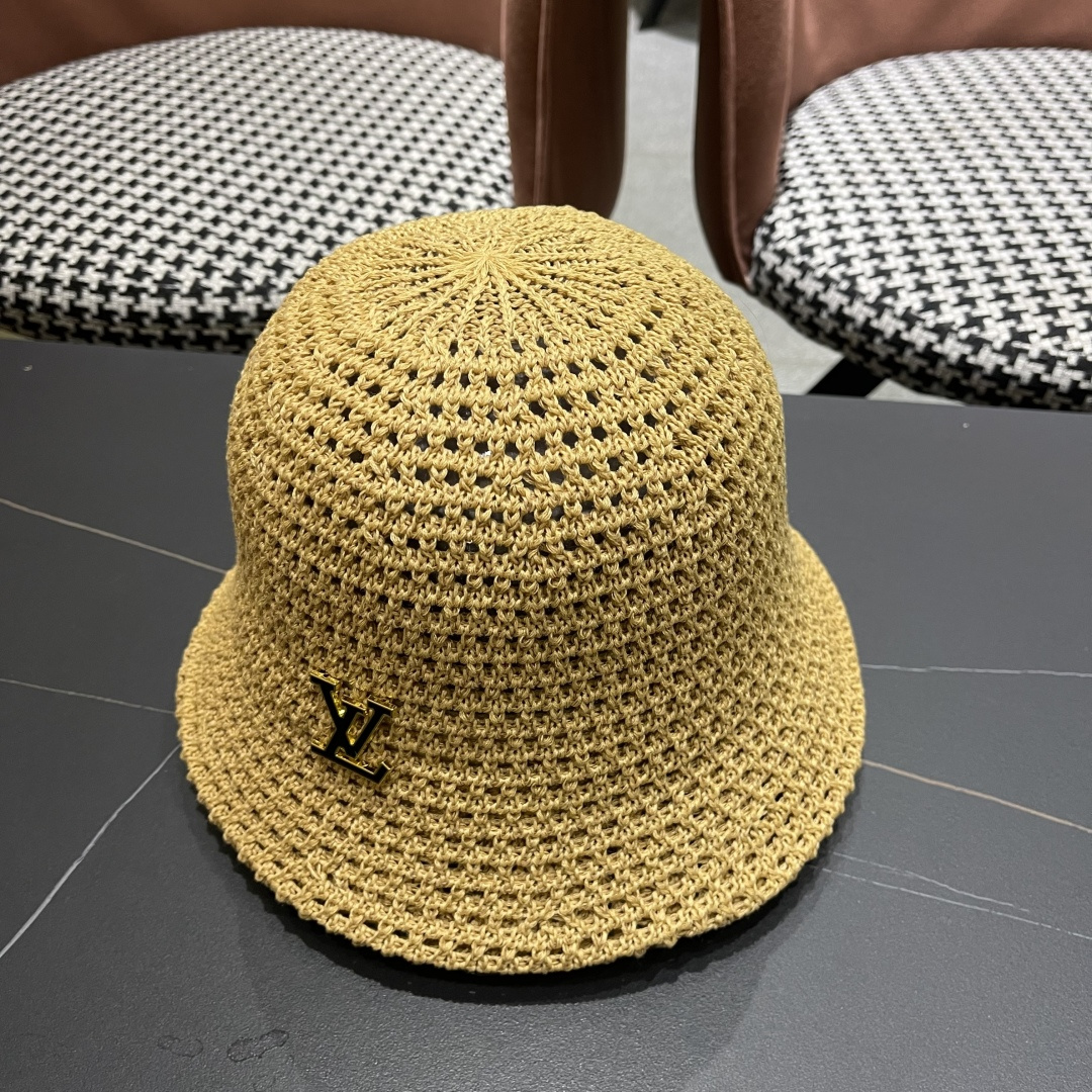  路易威登Lv款帽子女渔夫帽春夏季镂空太阳帽防晒遮阳水水桶帽日系旵脸小盆帽