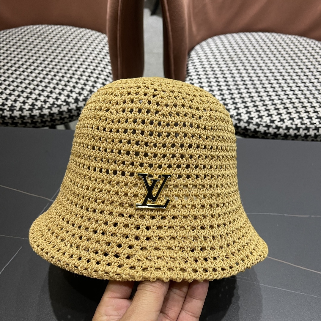  路易威登Lv款帽子女渔夫帽春夏季镂空太阳帽防晒遮阳水水桶帽日系旵脸小盆帽
