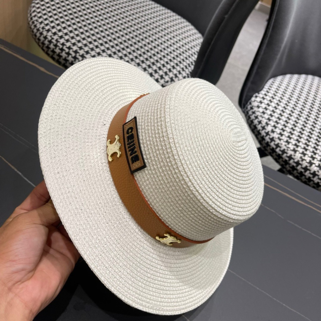  Celine赛琳2025新款平顶草帽、高级定制，库存多，出街必备，头围57cm
