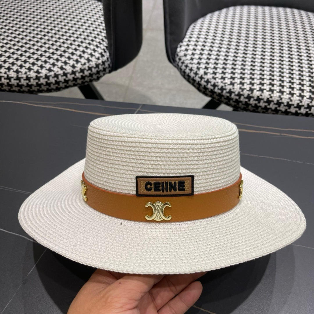  Celine赛琳2025新款平顶草帽、高级定制，库存多，出街必备，头围57cm