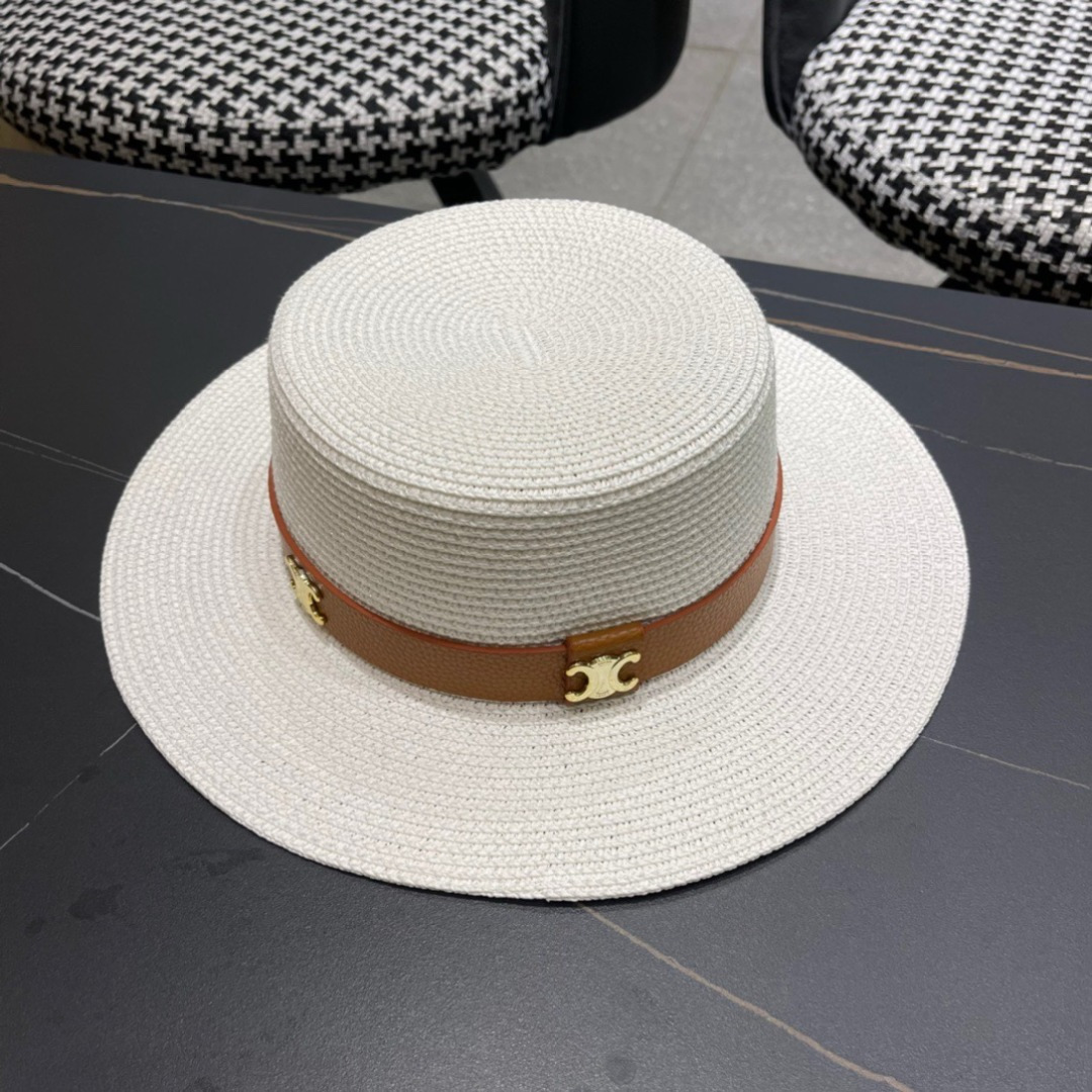  Celine赛琳2025新款平顶草帽、高级定制，库存多，出街必备，头围57cm