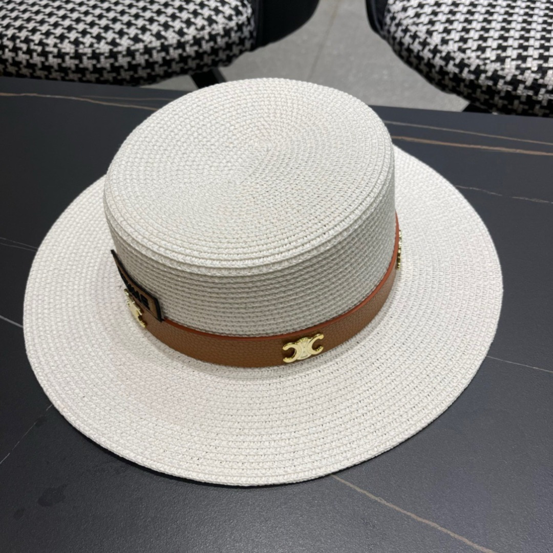  Celine赛琳2025新款平顶草帽、高级定制，库存多，出街必备，头围57cm