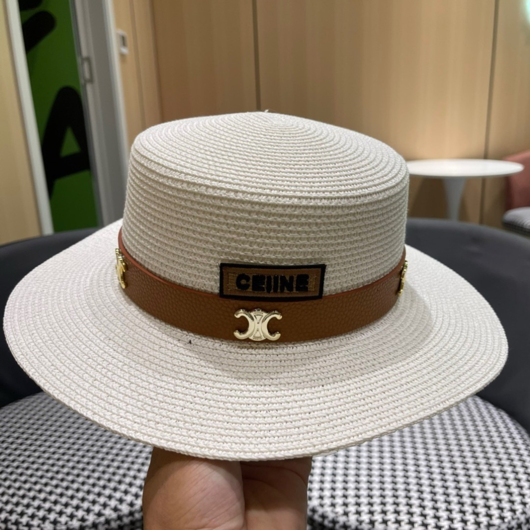  Celine赛琳2025新款平顶草帽、高级定制，库存多，出街必备，头围57cm