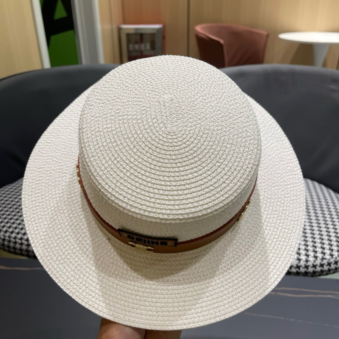  Celine赛琳2025新款平顶草帽、高级定制，库存多，出街必备，头围57cm