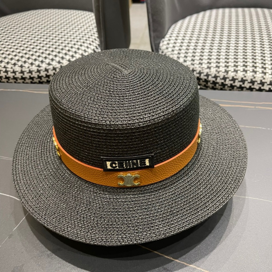  Celine赛琳2025新款平顶草帽、高级定制，库存多，出街必备，头围57cm
